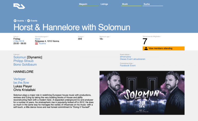 Marketing Post Solomun at Club Horst Vienna